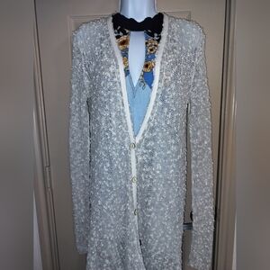 Free People Cream Textured Cardigan Duster Sz S